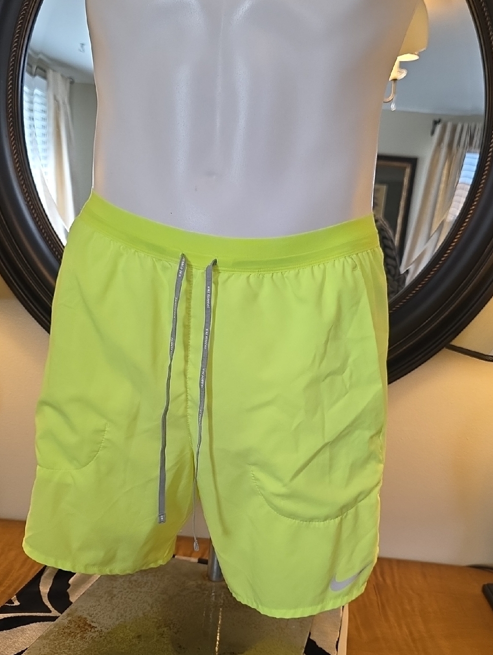 Nike Men’s Neon Lime Athletic Shorts with Reflective Drawcord